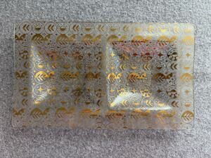 Vintage Georges Briard MCM Celestial Gold Glass Divided Serving Tray